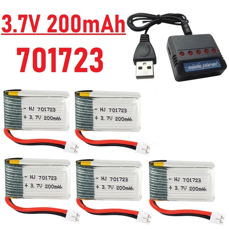Eachine Drone E010 - Batteria Lipo 3.7V 200mAh con Caricabatterie